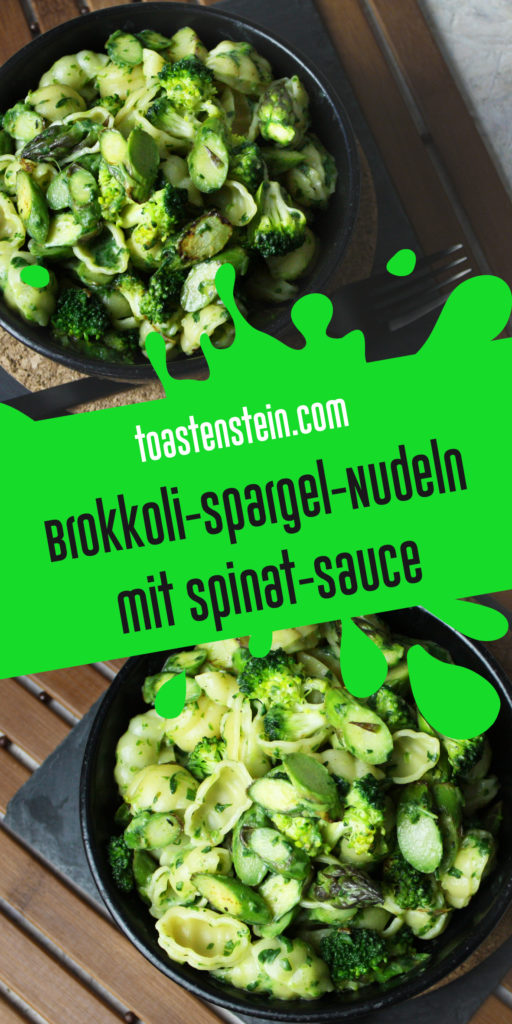 Brokkoli-Spargel-Nudeln mit Spinat-Sauce - Toastenstein.com