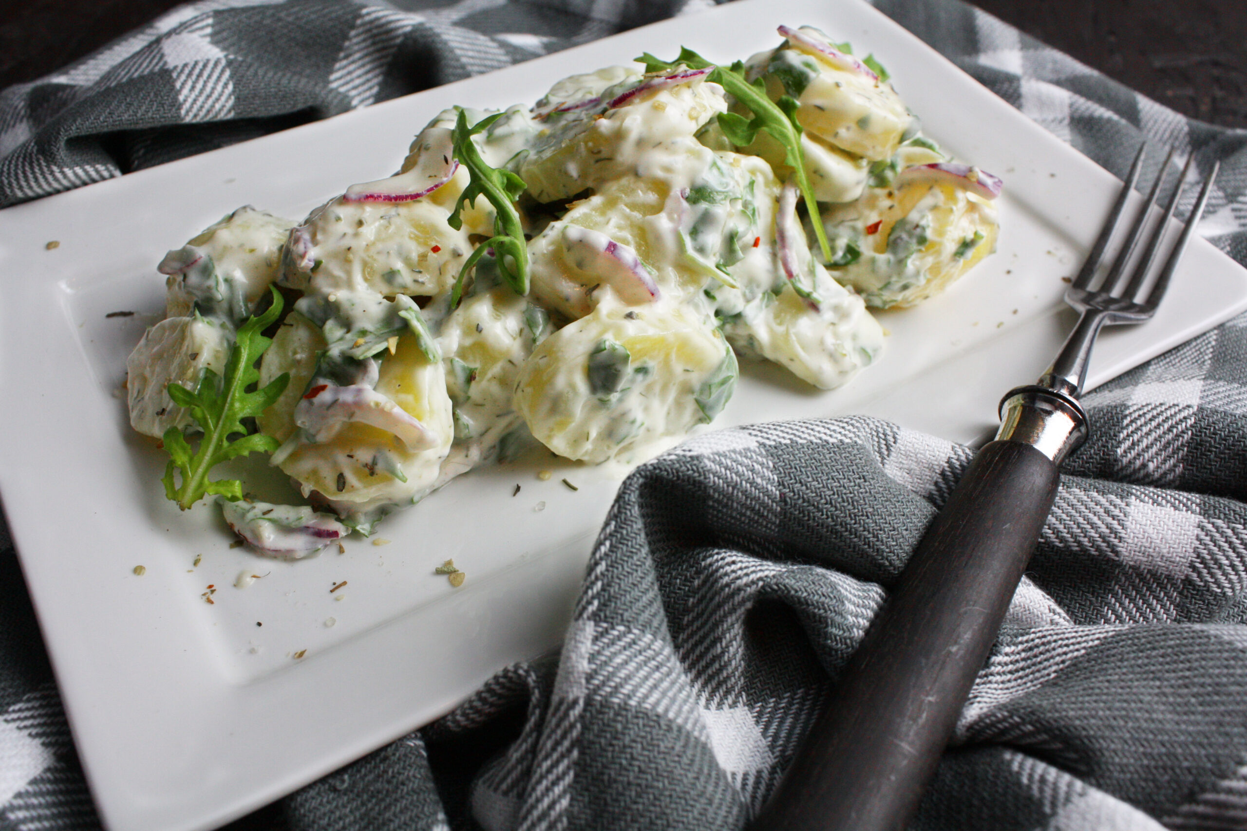 Kartoffelsalat mit Rucola und Joghurt