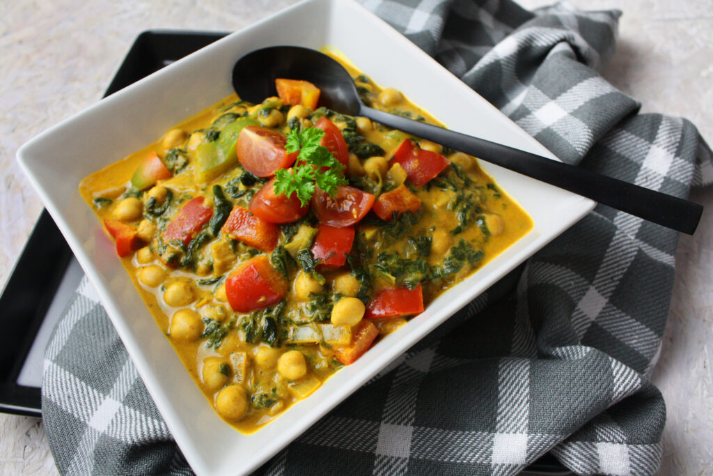 Cremiges Spinat Curry Mit Kichererbsen Toastenstein Com 