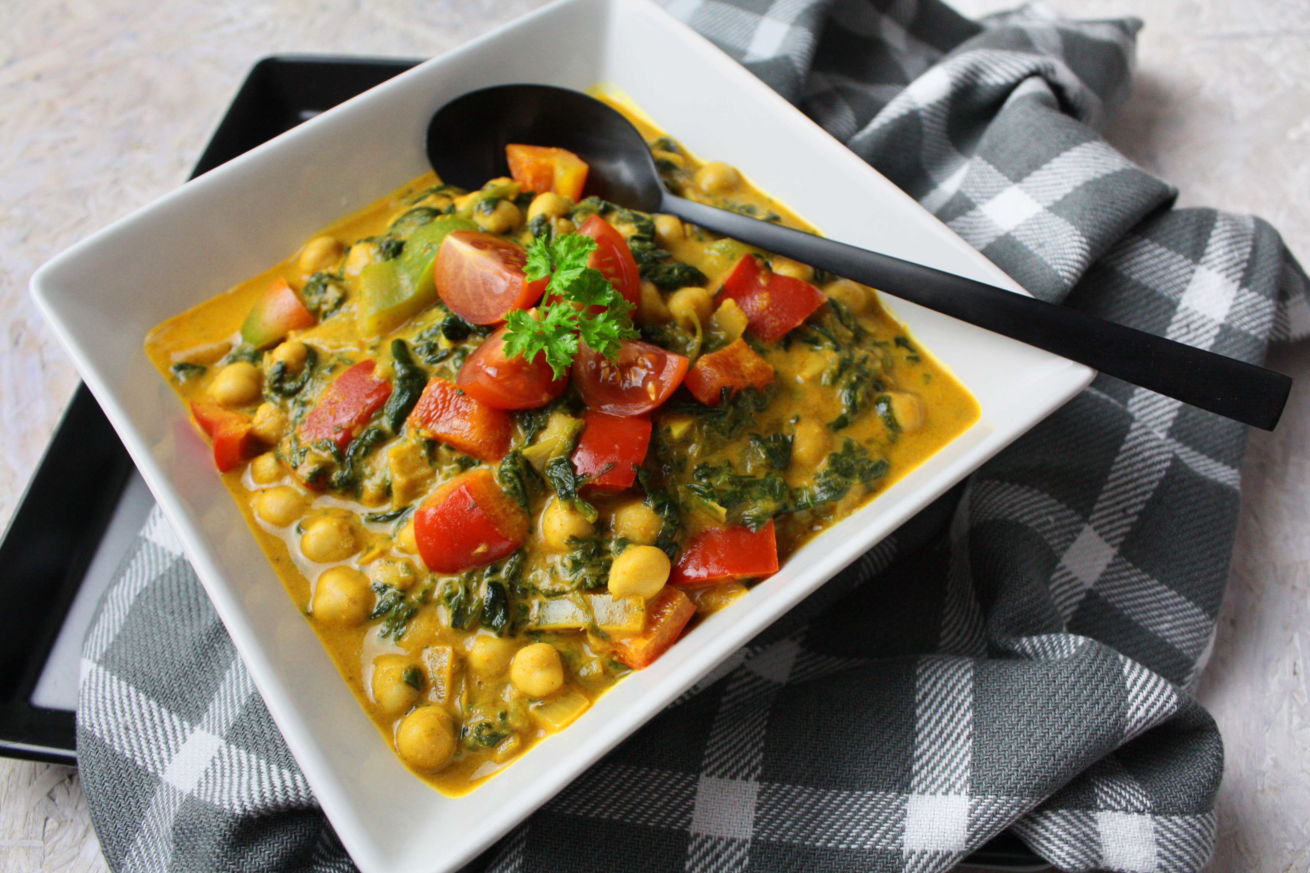 Cremiges Spinat Curry Mit Kichererbsen Toastenstein Com 