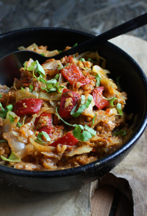 Deftiges Jambalaya mit Weißkohl