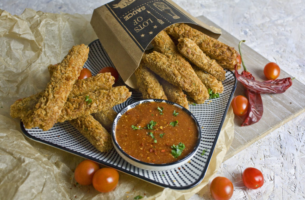 Western Style Seitan-Sticks mit Dip