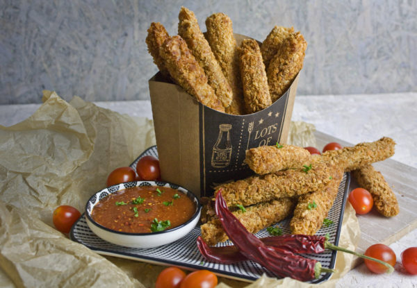Western Style Seitan Sticks mit Dip Western Style Seitan Sticks mit Dip