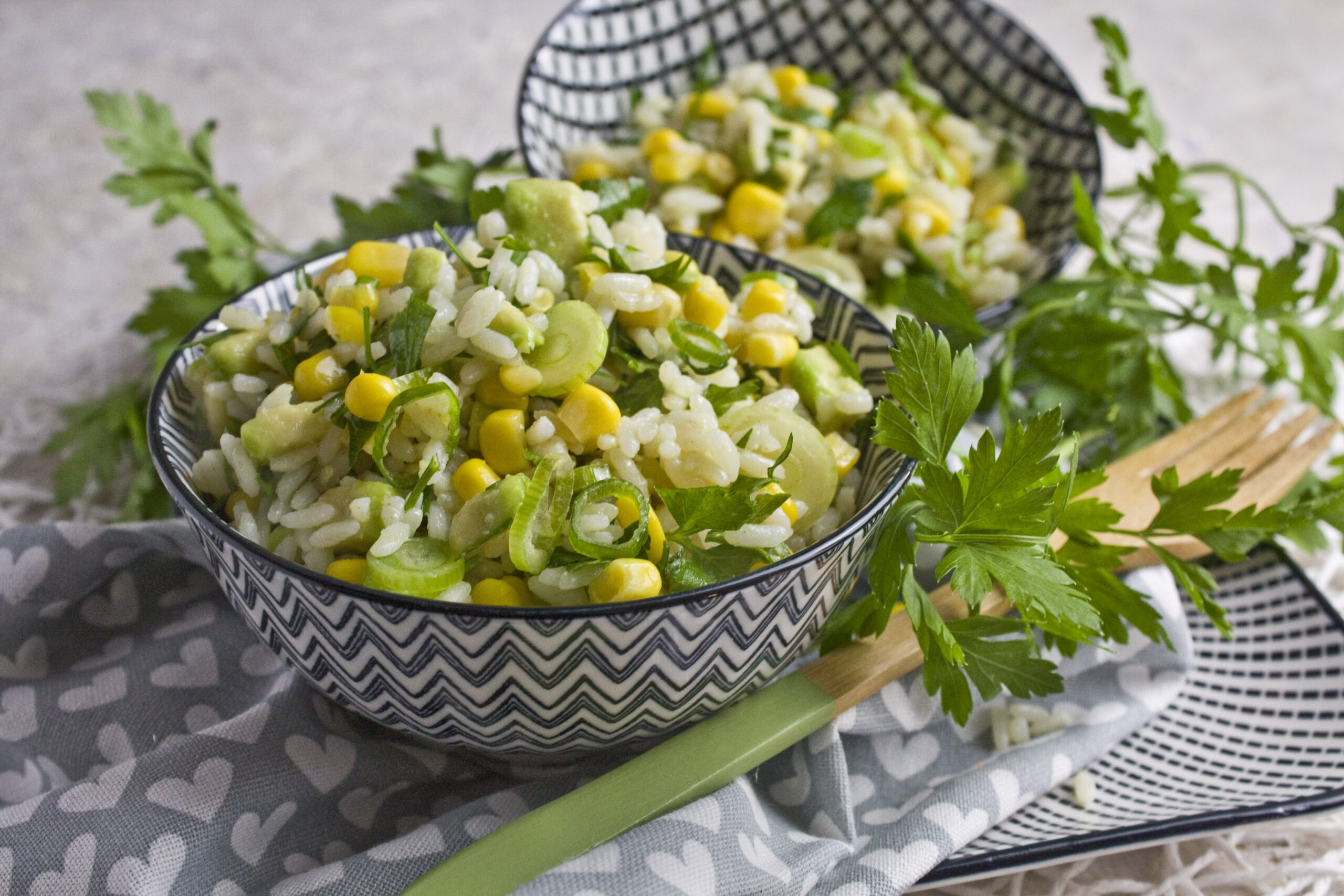 Reis-Mais-Salat mit Limetten-Dressing