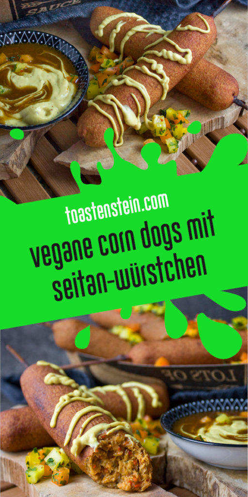 Vegane Corn Dogs mit Seitan-Würstchen | Toastenstein