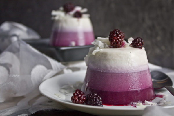 Panna cotta mit dunklen Waldbeeren Panna cotta mit dunklen Waldbeeren