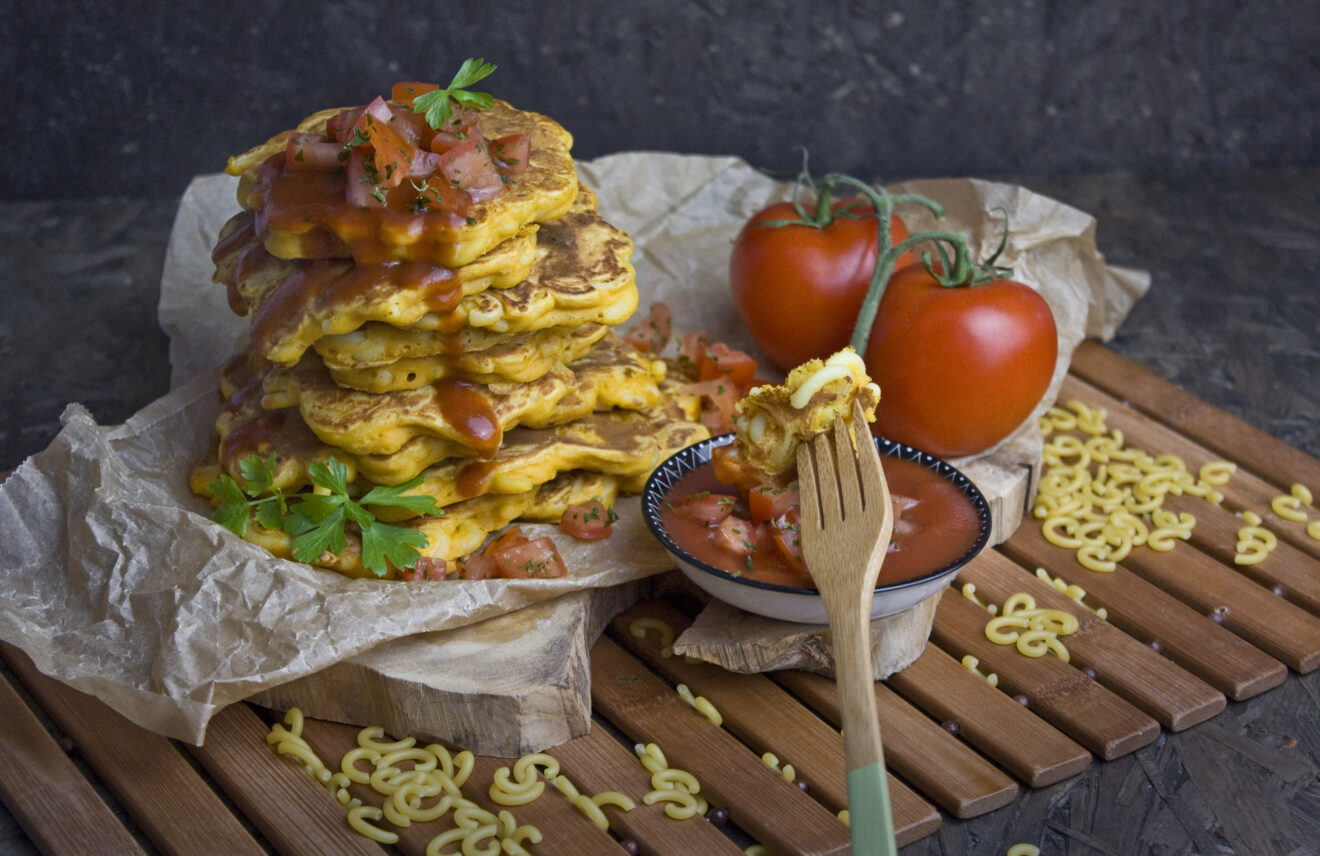 Mac’n’Cheese Pancakes Carbs on Carbs, baby!