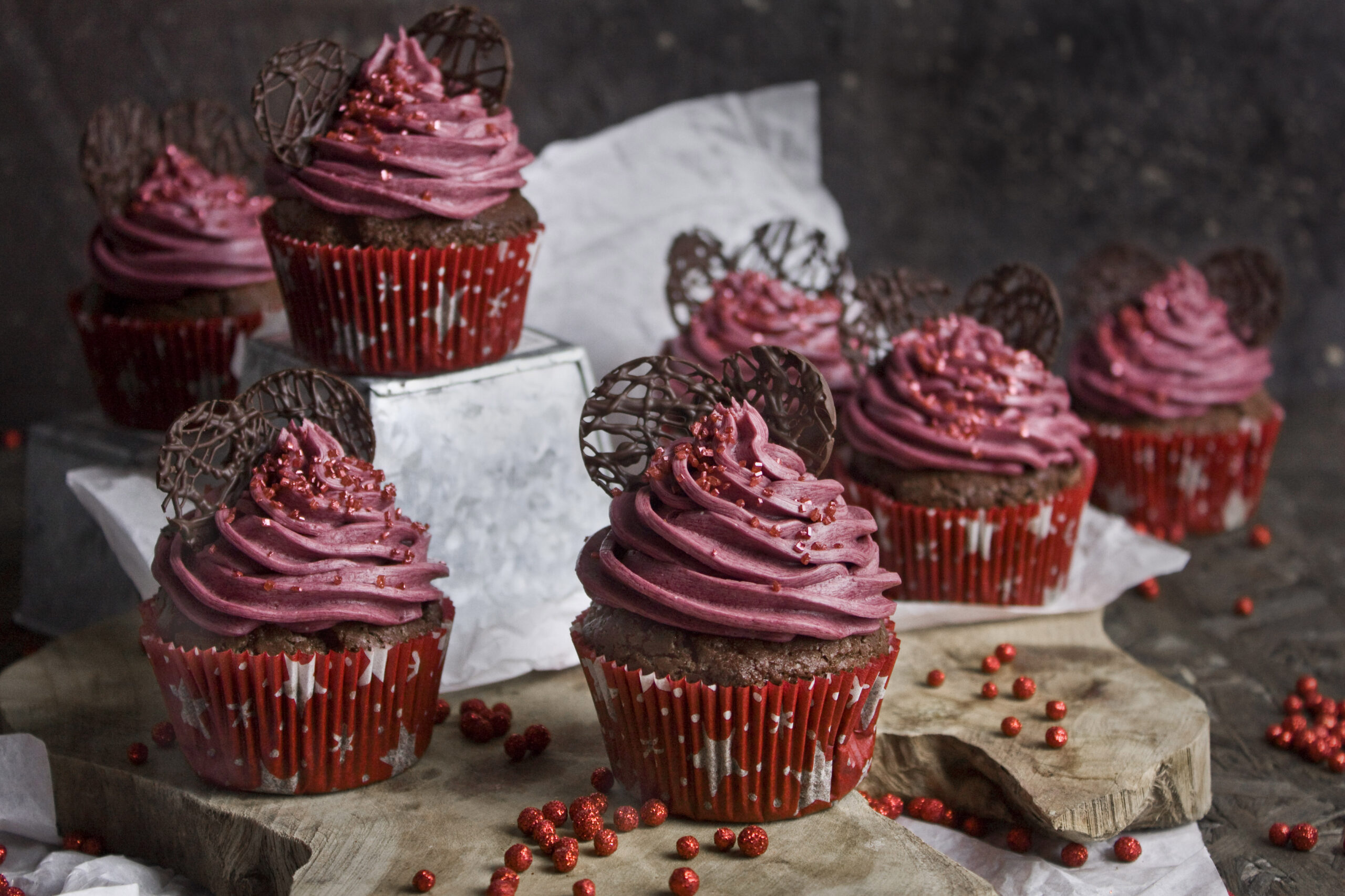 Weihnachtliche Fliederbeer-Punsch-Cupcakes