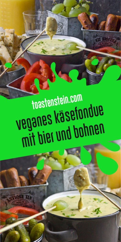 Veganes Käsefondue mit Bier und Bohnen | Toastenstein