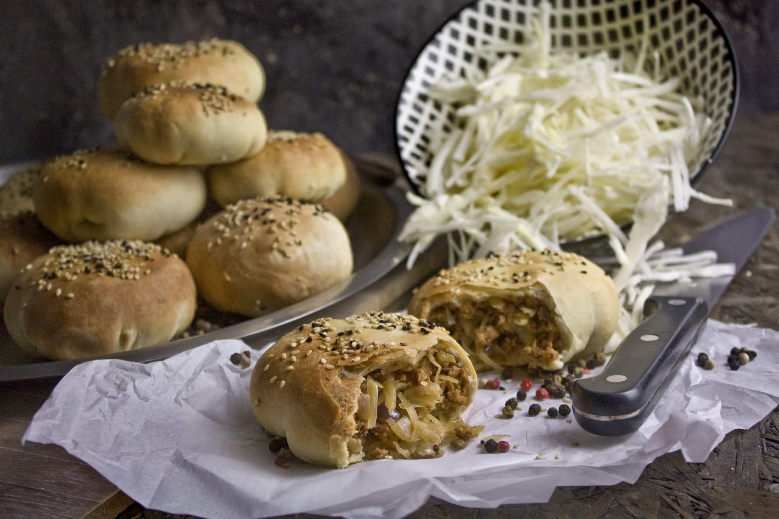 Bierocks - Gefüllte Brötchen mit Weißkohl