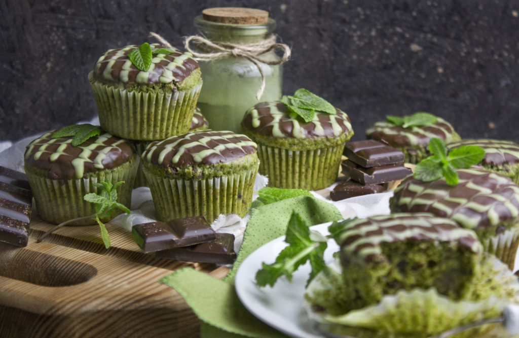 Matcha-Minz-Muffins mit Schokolade | Toastenstein