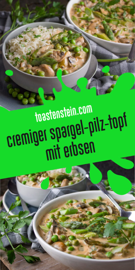 Cremiger Spargel-Pilz-Topf mit Erbsen | Toastenstein