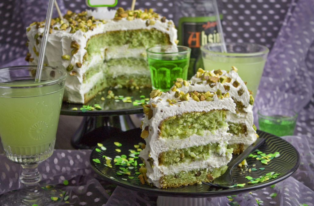 Happy Birthday! Absinth-Pistazien-Torte mit weißer Schoko-Mousse | Toastenstein