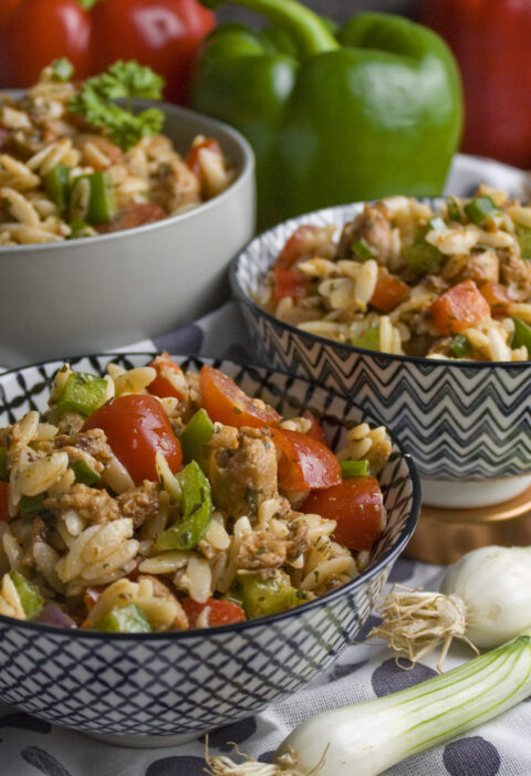 Gyros-Nudel-Salat mit Paprika und Tomaten | Toastenstein