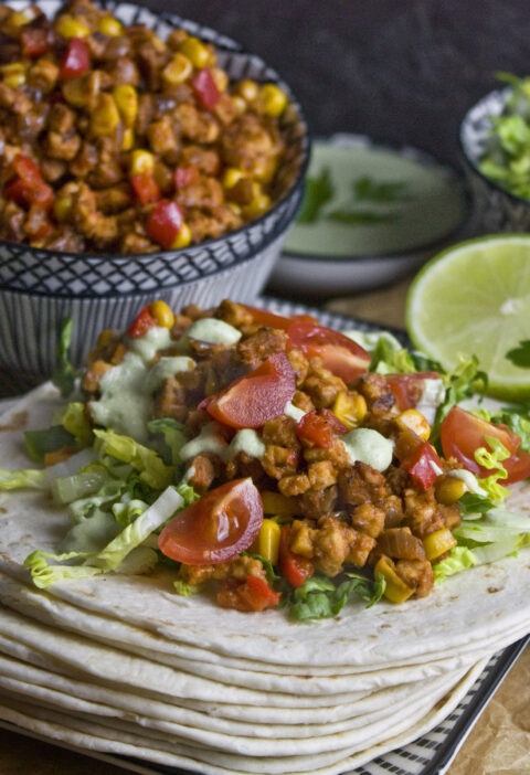 Tempeh-Tacos mit Mais und Paprika | Toastenstein