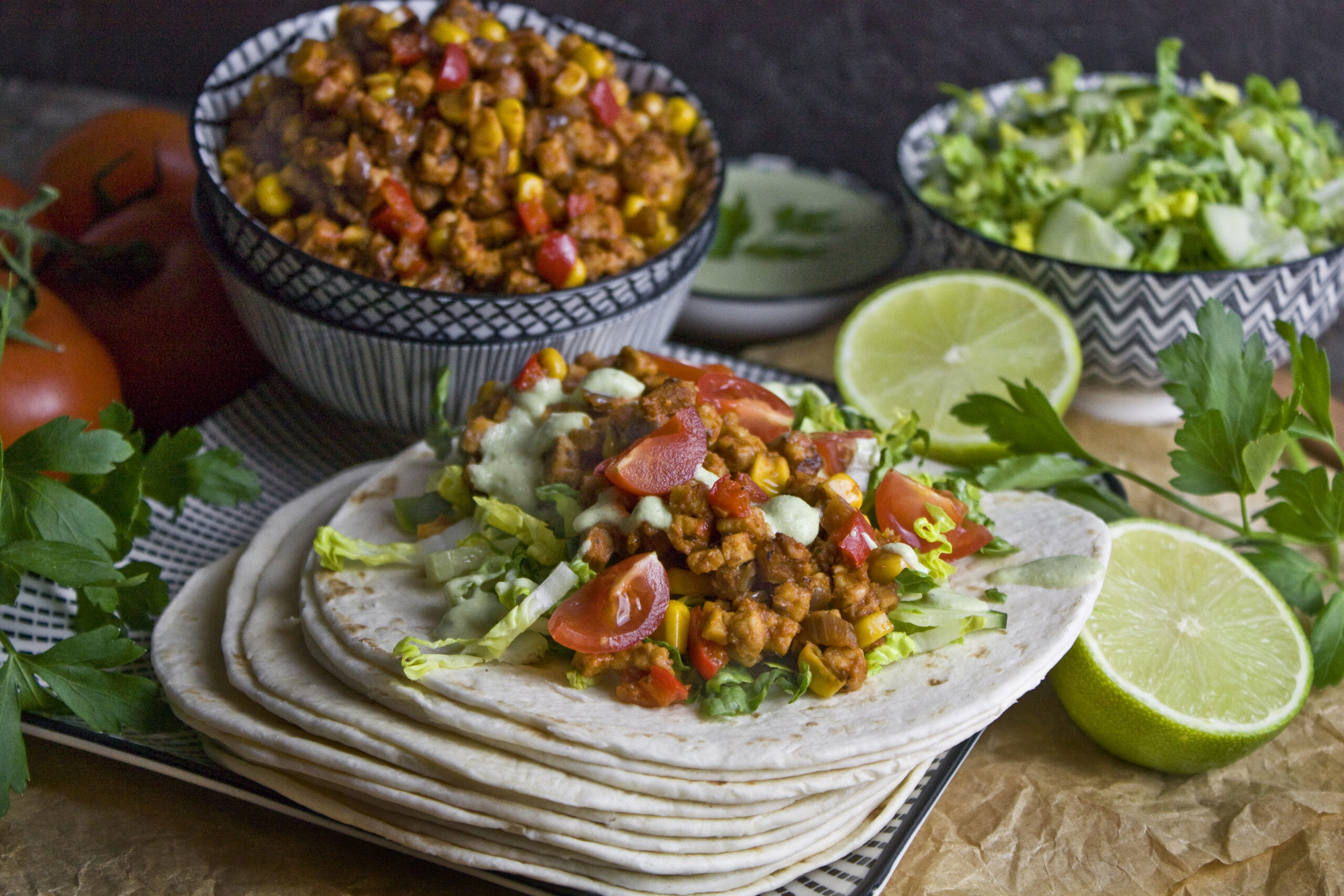 Tempeh-Tacos mit Mais und Paprika | Toastenstein