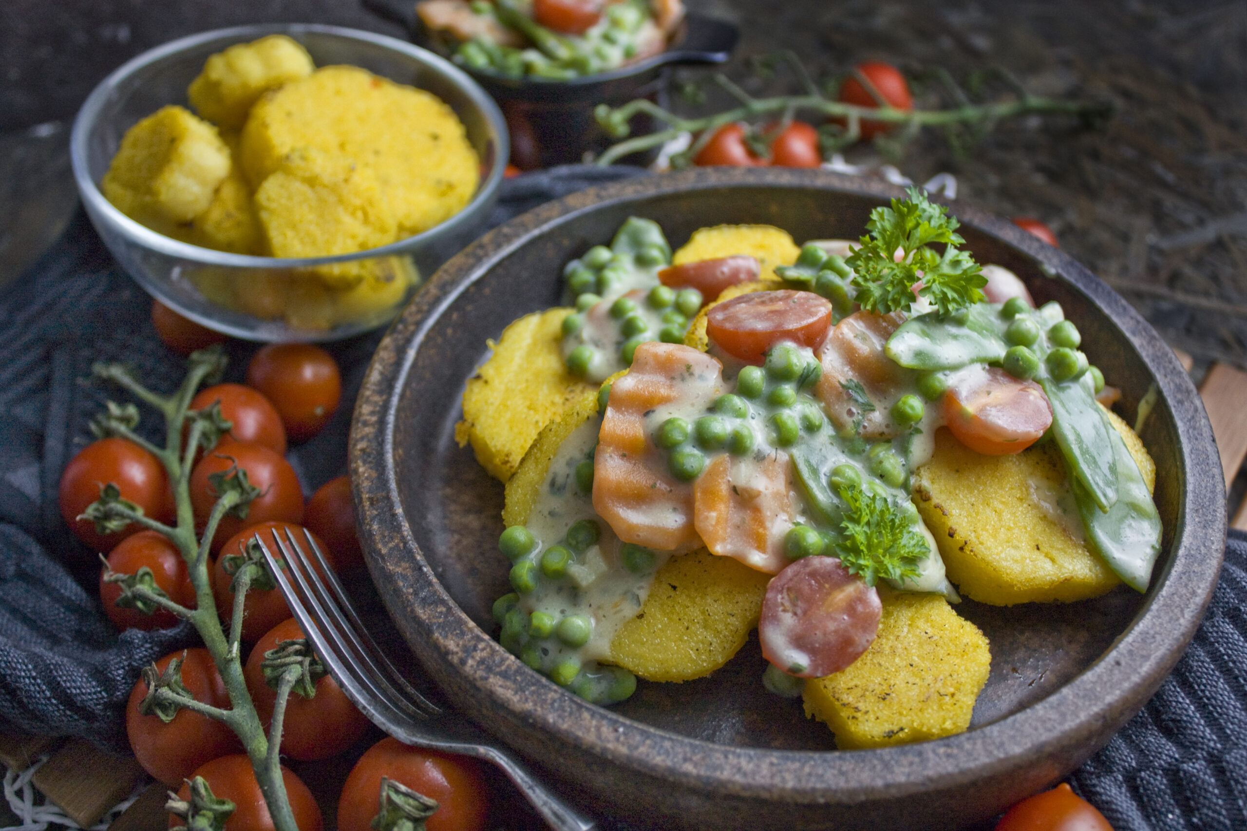 Gartengemüse-Ragout mit Polenta-Talern | Toastenstein