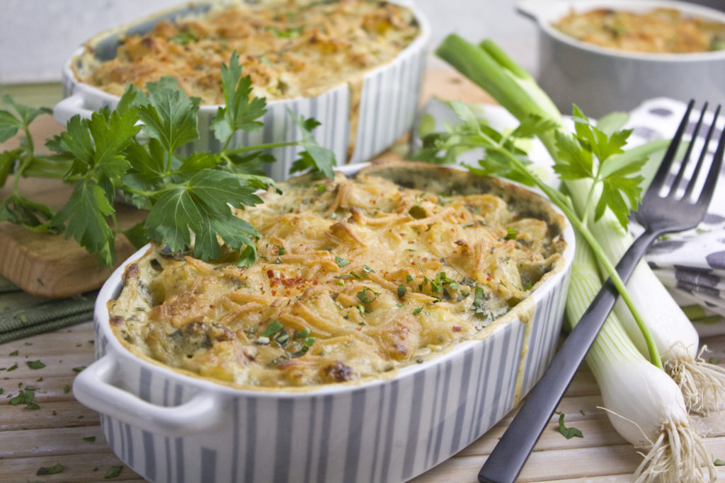 Kartoffel-Spargel-Auflauf mit Frühlingszwiebeln | Toastenstein