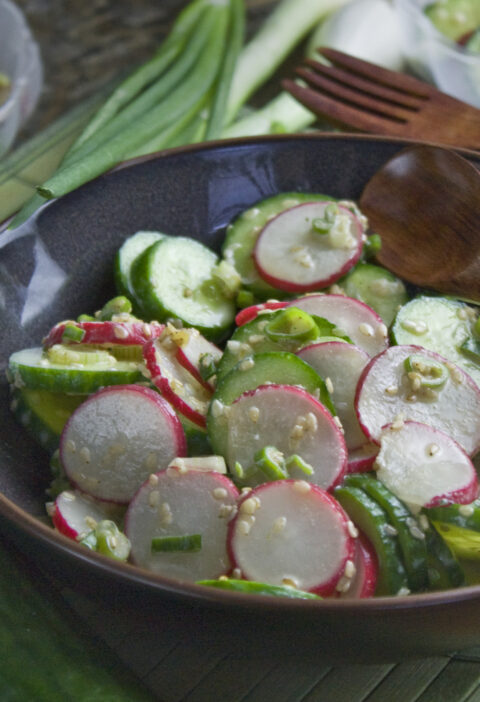 Schneller Gurken-Radieschen-Salat mit Wasabi-Dressing | Toastenstein