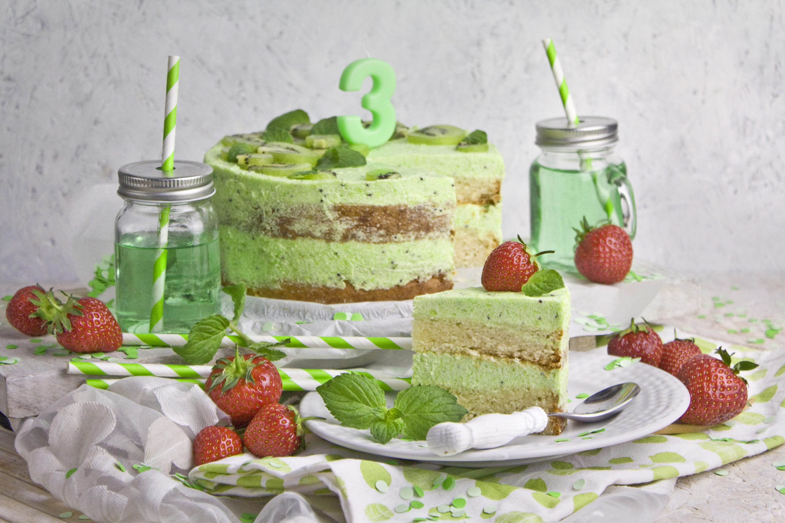 Kiwi-Melonen-Torte – Happy Birthday!