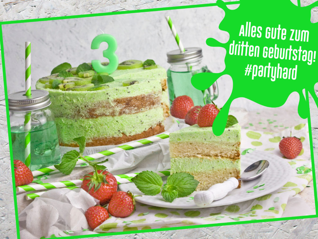 Rückblick zum Geburtstag! Geburtstagstorte – Kiwi-Melonen-Torte – Toastenstein