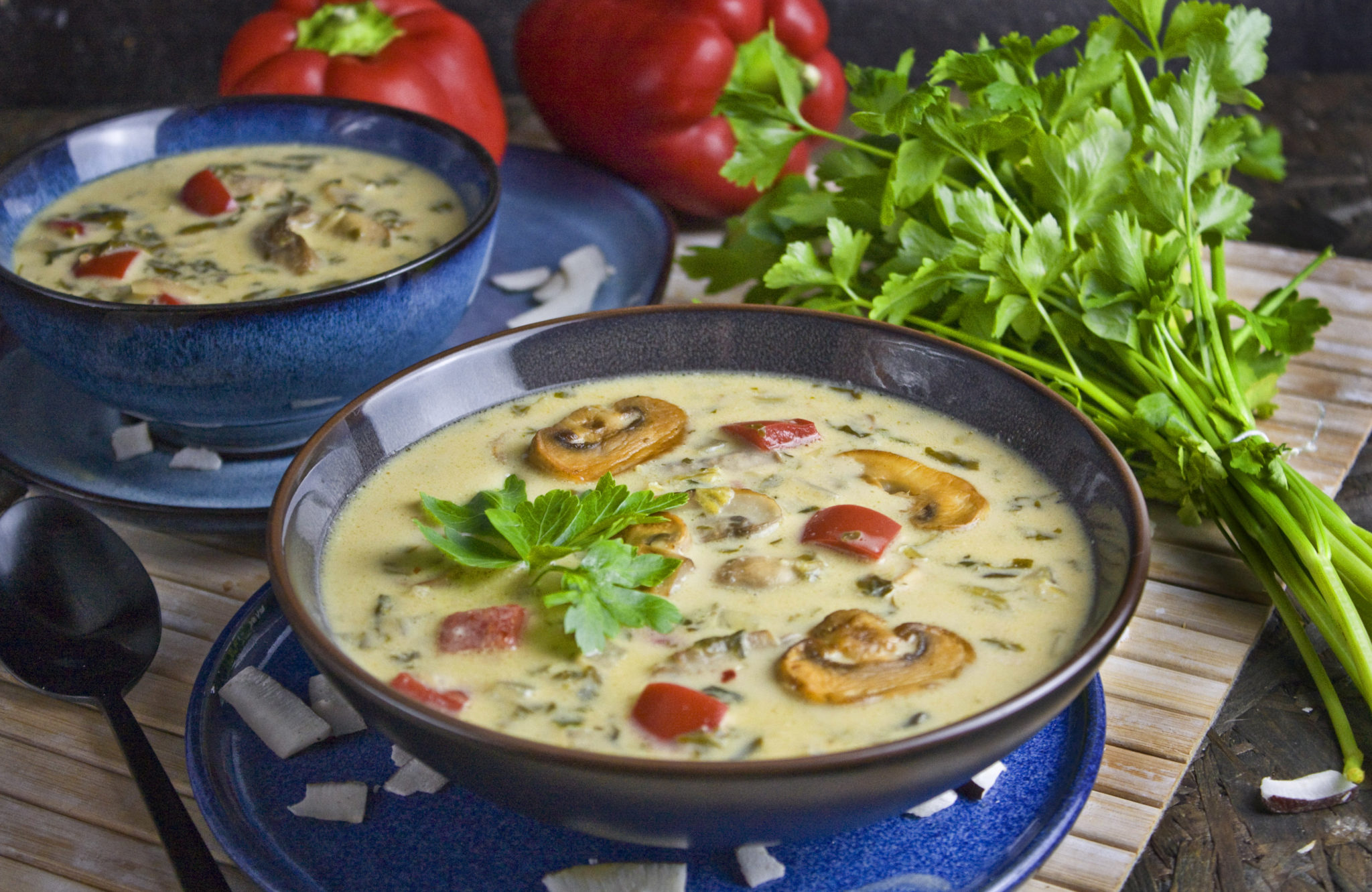 Champignon-Spinat-Suppe mit Kokosmilch - Toastenstein.com
