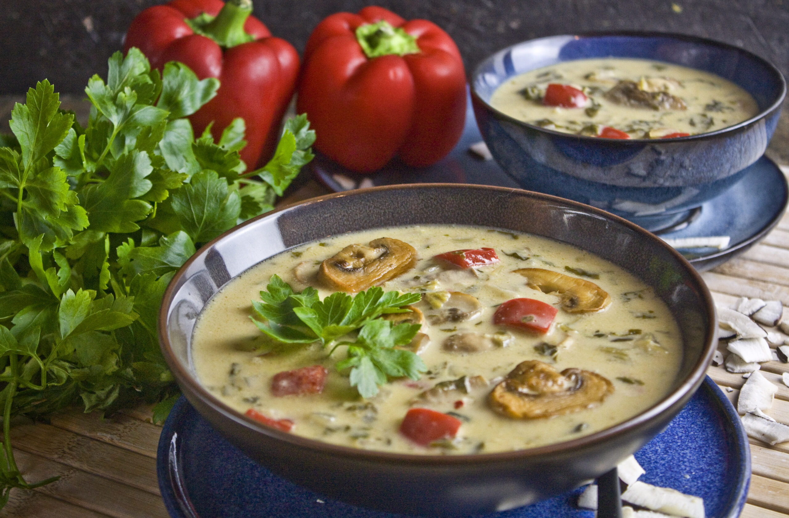 Champignon-Spinat-Suppe mit Kokosmilch | Toastenstein