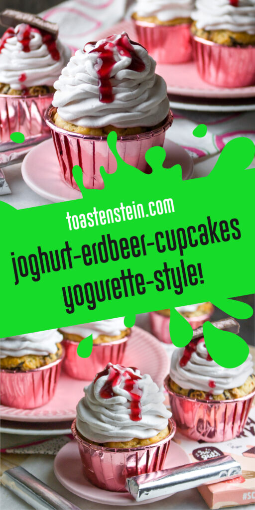 Vegane Joghurt-Erdbeer-Cupcakes – wie Yogurette!