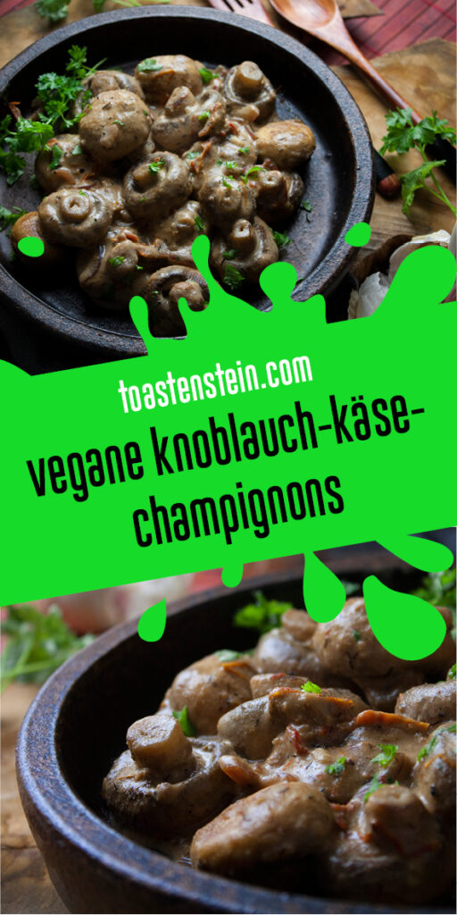 Vegane Knoblauch-Käse-Champignons aus der Pfanne