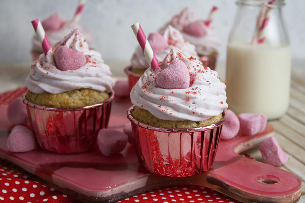 Erdbeer-Milchshake-Cupcakes