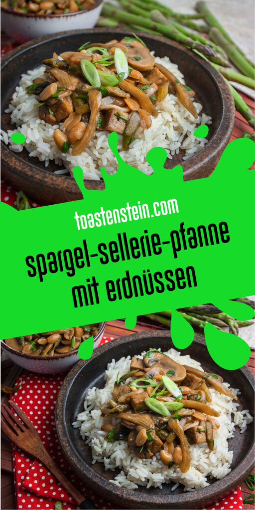 Spargel-Sellerie-Pfanne mit Erdnüssen
