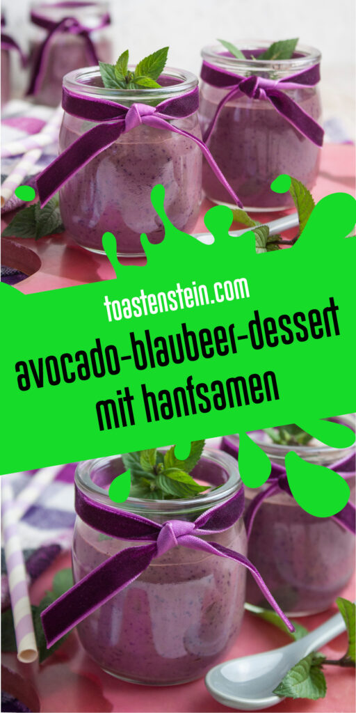Avocado-Blaubeer-Dessert mit Hanfsamen